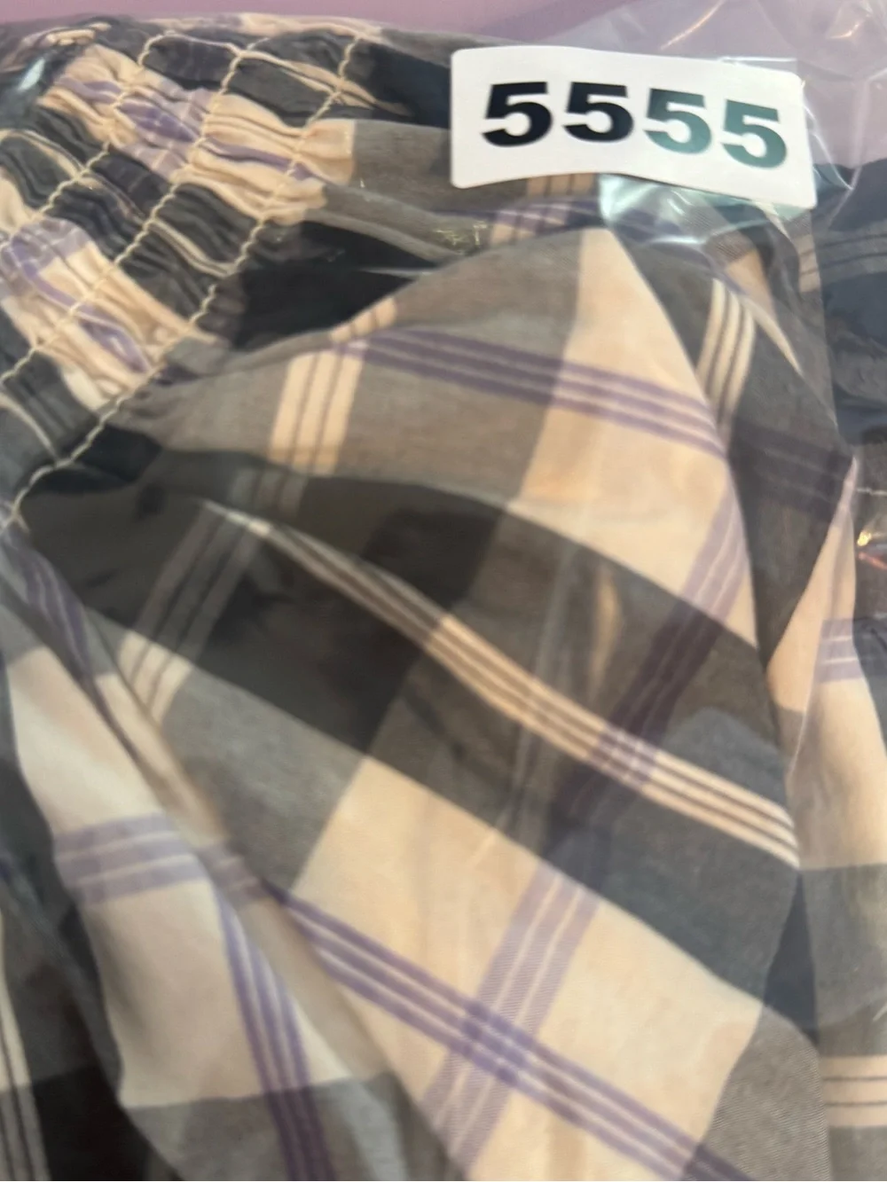 J. Crew Smocked-neck puff-sleeve‎ top in Friday plaid